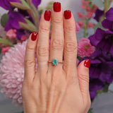 Ellibelle Jewellery Vintage 1974 Emerald & Diamond 18ct Gold Oval Cluster Ring