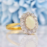 Ellibelle Jewellery Vintage 1974 Opal & Diamond 18ct Gold Cluster Ring