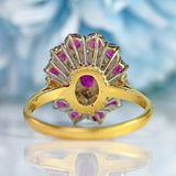 Ellibelle Jewellery Vintage 1974 Ruby & Diamond 18ct Gold Cluster Dress Ring