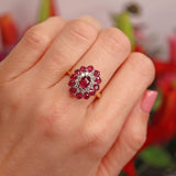 Ellibelle Jewellery Vintage 1974 Ruby & Diamond 18ct Gold Cluster Dress Ring