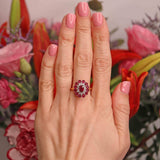 Ellibelle Jewellery Vintage 1974 Ruby & Diamond 18ct Gold Cluster Dress Ring