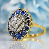 Ellibelle Jewellery Vintage 1974 Sapphire & Diamond 18ct Gold Cluster Ring