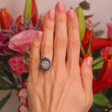Ellibelle Jewellery Vintage 1974 Sapphire & Diamond 18ct Gold Cluster Ring