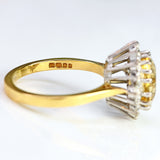 Ellibelle Jewellery Vintage 1974 Yellow Topaz & Diamond 18ct Gold Cluster Ring