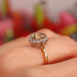 Ellibelle Jewellery Vintage 1974 Yellow Topaz & Diamond 18ct Gold Cluster Ring