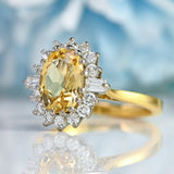 Ellibelle Jewellery Vintage 1974 Yellow Topaz & Diamond 18ct Gold Cluster Ring