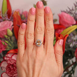 Ellibelle Jewellery Vintage 1974 Yellow Topaz & Diamond 18ct Gold Cluster Ring