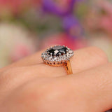 Ellibelle Jewellery Vintage 1975 Dark Sapphire & Diamond 18ct Gold Cluster Ring