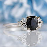 Ellibelle Jewellery Vintage 1975 Dark Sapphire & Diamond 18ct White Gold Ring