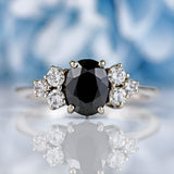 Ellibelle Jewellery Vintage 1975 Dark Sapphire & Diamond 18ct White Gold Ring