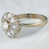 Ellibelle Jewellery Vintage 1975 Diamond 18ct White Gold Cluster Engagement Ring (1.36cts)