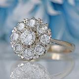Ellibelle Jewellery Vintage 1975 Diamond 18ct White Gold Cluster Engagement Ring (1.36cts)