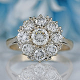 Ellibelle Jewellery Vintage 1975 Diamond 18ct White Gold Cluster Engagement Ring (1.36cts)