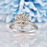 Ellibelle Jewellery Vintage 1975 Emerald & Diamond White Gold Cluster Ring
