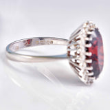 Ellibelle Jewellery Vintage 1975 Garnet & Diamond 18ct White Gold Cluster Ring