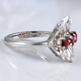 Ellibelle Jewellery Vintage 1975 Garnet & Diamond 18ct White Gold Statement Ring