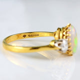 Ellibelle Jewellery Vintage 1975 Opal & Diamond 18ct Gold Three-Stone Engagement Ring