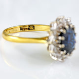 Ellibelle Jewellery Vintage 1975 Sapphire & Diamond 18ct Gold Cluster Ring (2.00cts)