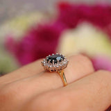 Ellibelle Jewellery Vintage 1975 Sapphire & Diamond 18ct Gold Cluster Ring (2.00cts)