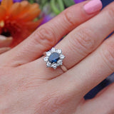 Ellibelle Jewellery Vintage 1975 Sapphire & Diamond 18ct White Gold Cluster Ring (0.80cts)
