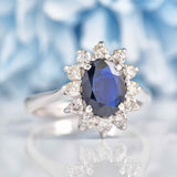 Ellibelle Jewellery Vintage 1975 Sapphire & Diamond 18ct White Gold Cluster Ring