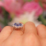 Ellibelle Jewellery Vintage 1975 Sapphire & Diamond White Gold Cluster Ring