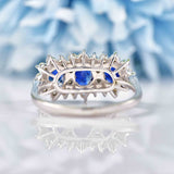 Ellibelle Jewellery Vintage 1975 Sapphire & Diamond White Gold Triple-Cluster Ring