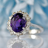 Ellibelle Jewellery Vintage 1976 Amethyst & Diamond 18ct White Gold Cluster Ring