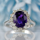 Ellibelle Jewellery Vintage 1976 Amethyst & Diamond 18ct White Gold Cluster Ring