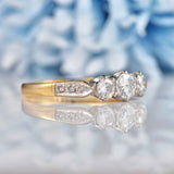 Ellibelle Jewellery Vintage 1976 Diamond 18ct Gold & Platinum Three-Stone Engagement Ring (0.85ct)