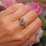 Ellibelle Jewellery Vintage 1976 Emerald & Diamond 18ct Gold Cocktail Ring