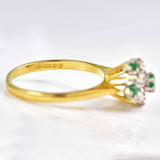 Ellibelle Jewellery Vintage 1976 Emerald & Diamond 18ct Gold Cocktail Ring