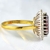 Ellibelle Jewellery Vintage 1976 Garnet & Diamond 18ct Gold Cluster Ring