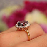 Ellibelle Jewellery Vintage 1976 Garnet & Diamond 18ct Gold Cluster Ring