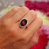 Ellibelle Jewellery Vintage 1976 Garnet & Diamond 18ct Gold Cluster Ring