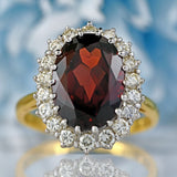 Ellibelle Jewellery Vintage 1976 Garnet & Diamond 18ct Gold Cluster Ring