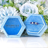 Ellibelle Jewellery Vintage 1976 Sapphire & Baguette-Cut Diamond 18ct White Gold Five-Stone Ring