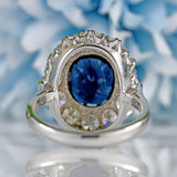 Ellibelle Jewellery Vintage 1976 Sapphire & Diamond 18ct White Gold Cluster Engagement Ring