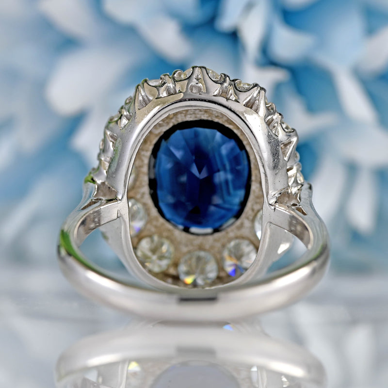 Ellibelle Jewellery Vintage 1976 Sapphire & Diamond 18ct White Gold Cluster Engagement Ring