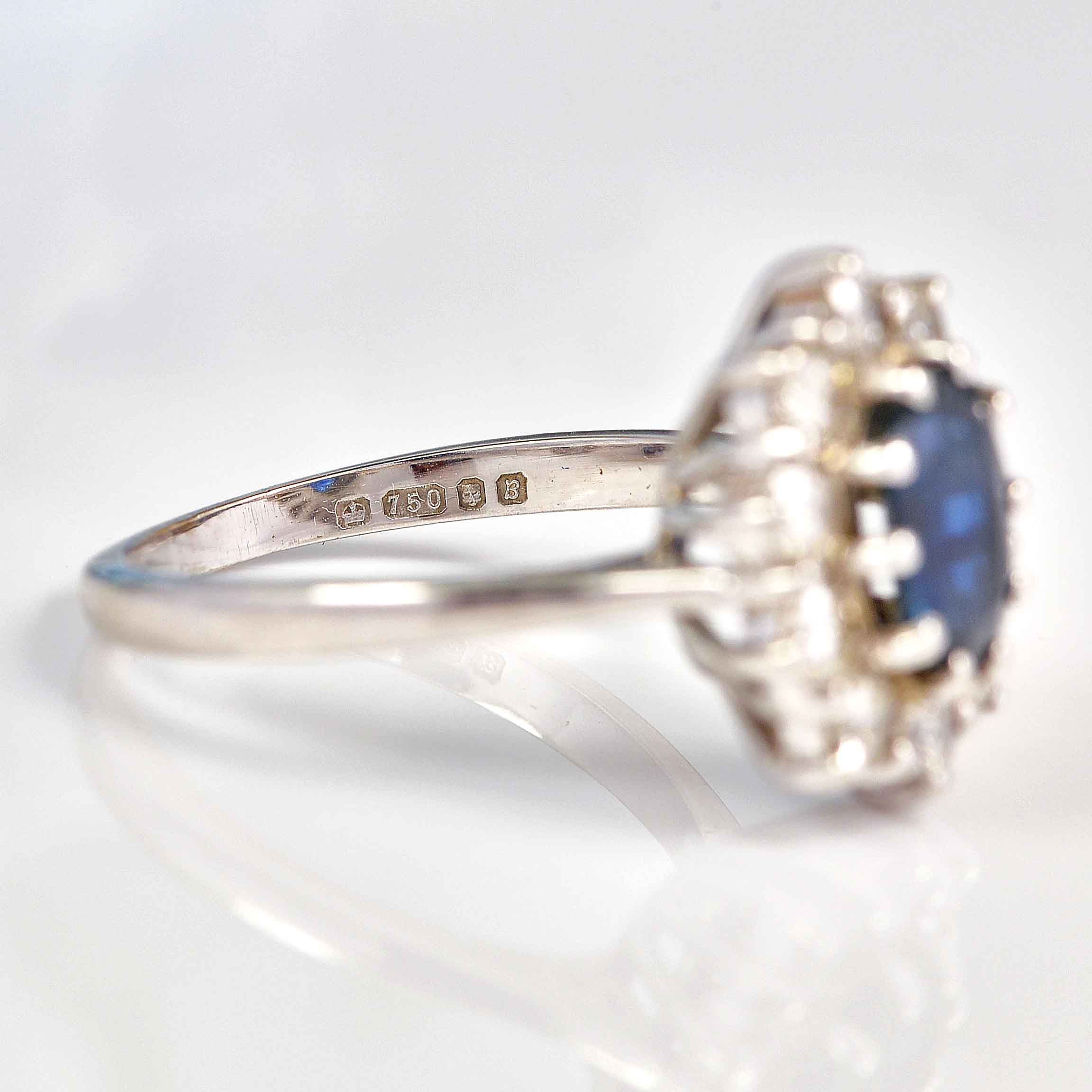 Ellibelle Jewellery Vintage 1976 Sapphire & Diamond 18ct White Gold Cluster Ring