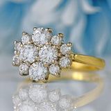 Ellibelle Jewellery Vintage 1977 Diamond 18ct Gold Cluster Engagement Ring (1.00ct)