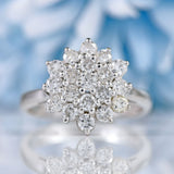 Ellibelle Jewellery Vintage 1977 Diamond 18ct White Gold Cluster Ring (0.76cts)