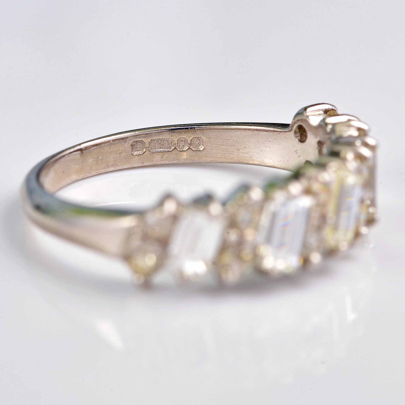 Ellibelle Jewellery Vintage 1977 Diamond 18ct White Gold Half-Eternity Wedding Band Ring