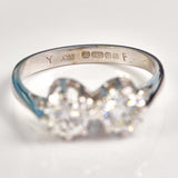 Ellibelle Jewellery Vintage 1977 Diamond 18ct White Gold Two Stone Engagement Ring (0.95cts)