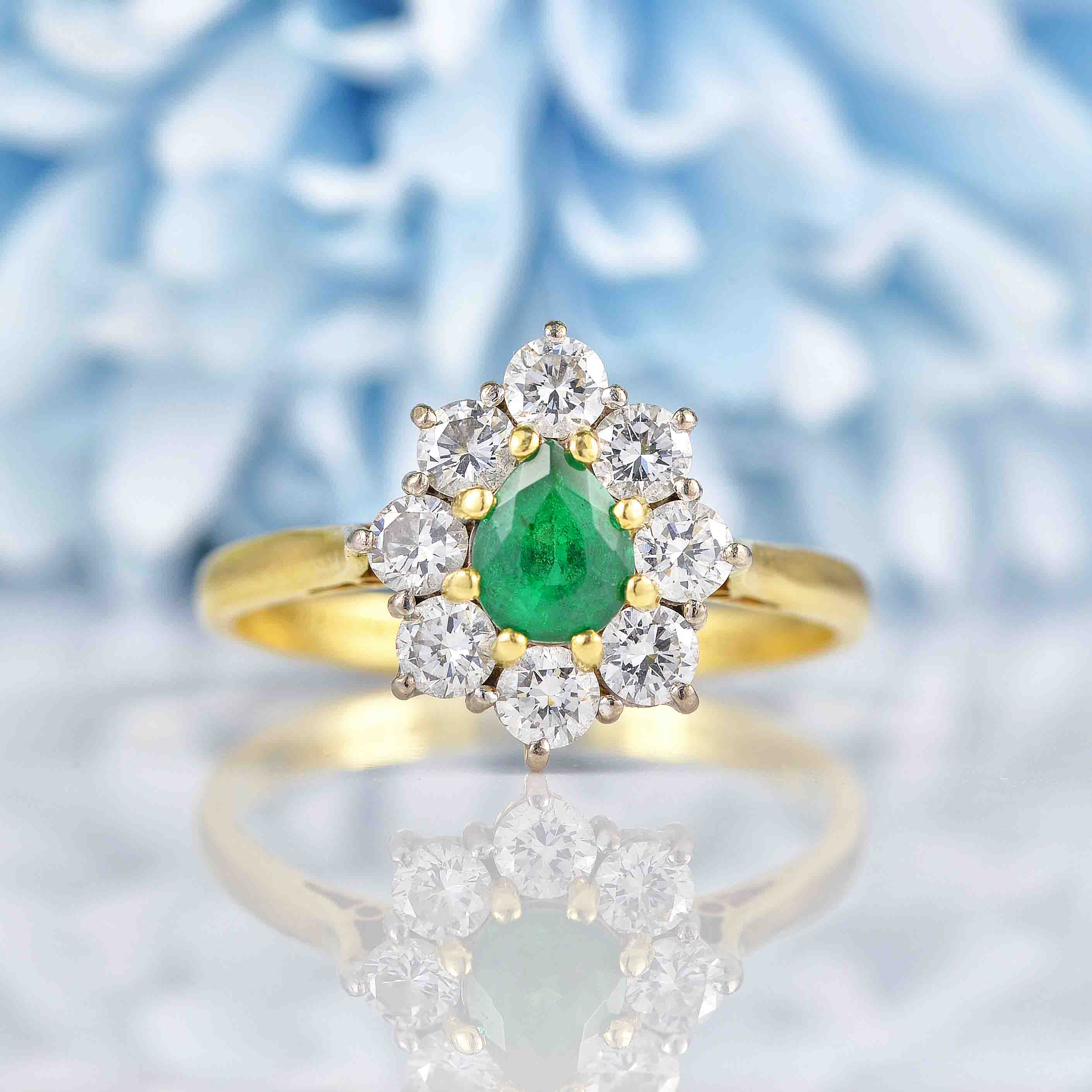 Ellibelle Jewellery Vintage 1977 Emerald Diamond Cluster Ring By Cropp & Farr