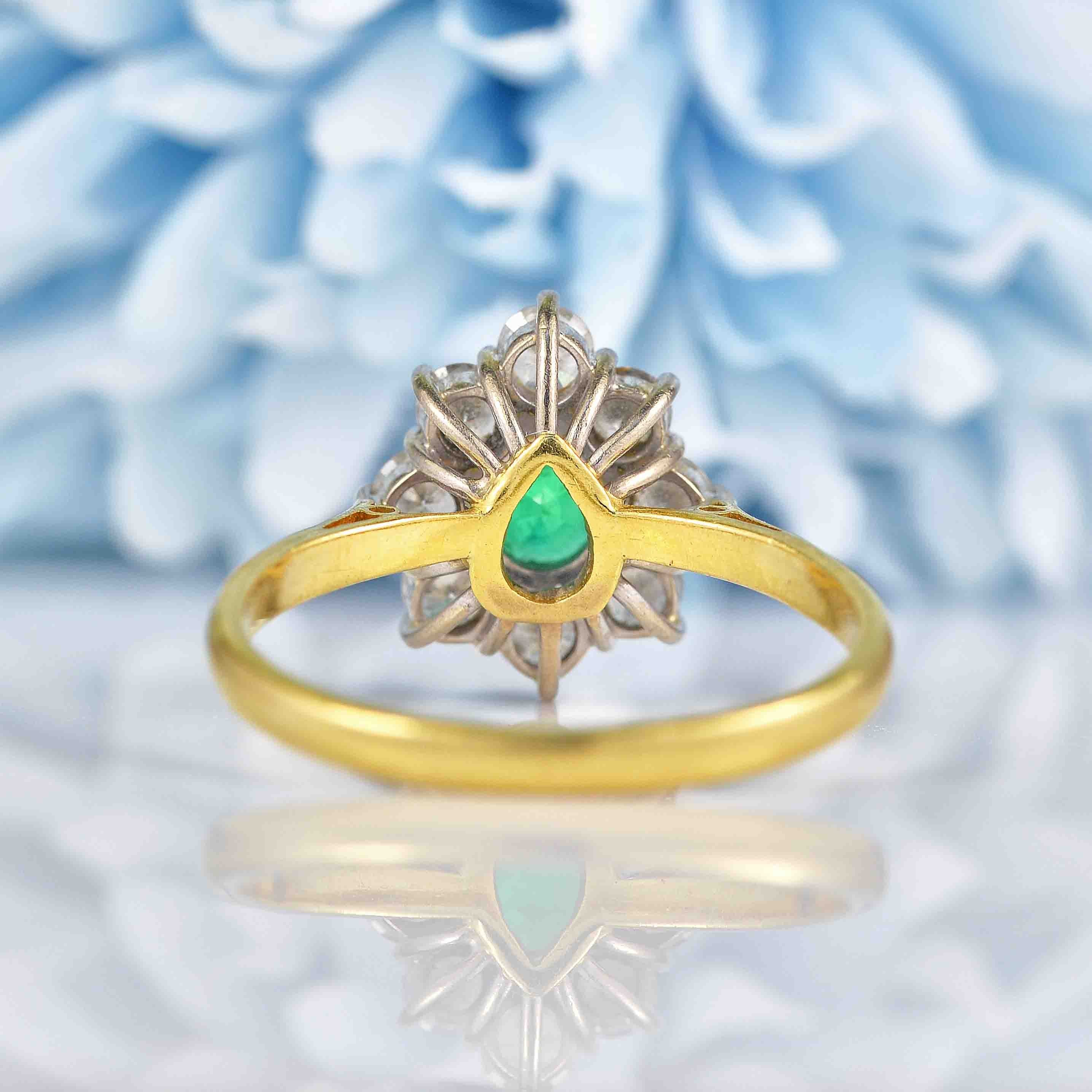 Ellibelle Jewellery Vintage 1977 Emerald Diamond Cluster Ring By Cropp & Farr