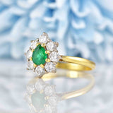 Ellibelle Jewellery Vintage 1977 Emerald Diamond Cluster Ring By Cropp & Farr