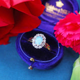 Ellibelle Jewellery Vintage 1977 Opal & Diamond 18ct Gold Cluster Ring