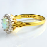Ellibelle Jewellery Vintage 1977 Opal & Diamond 18ct Gold Cluster Ring