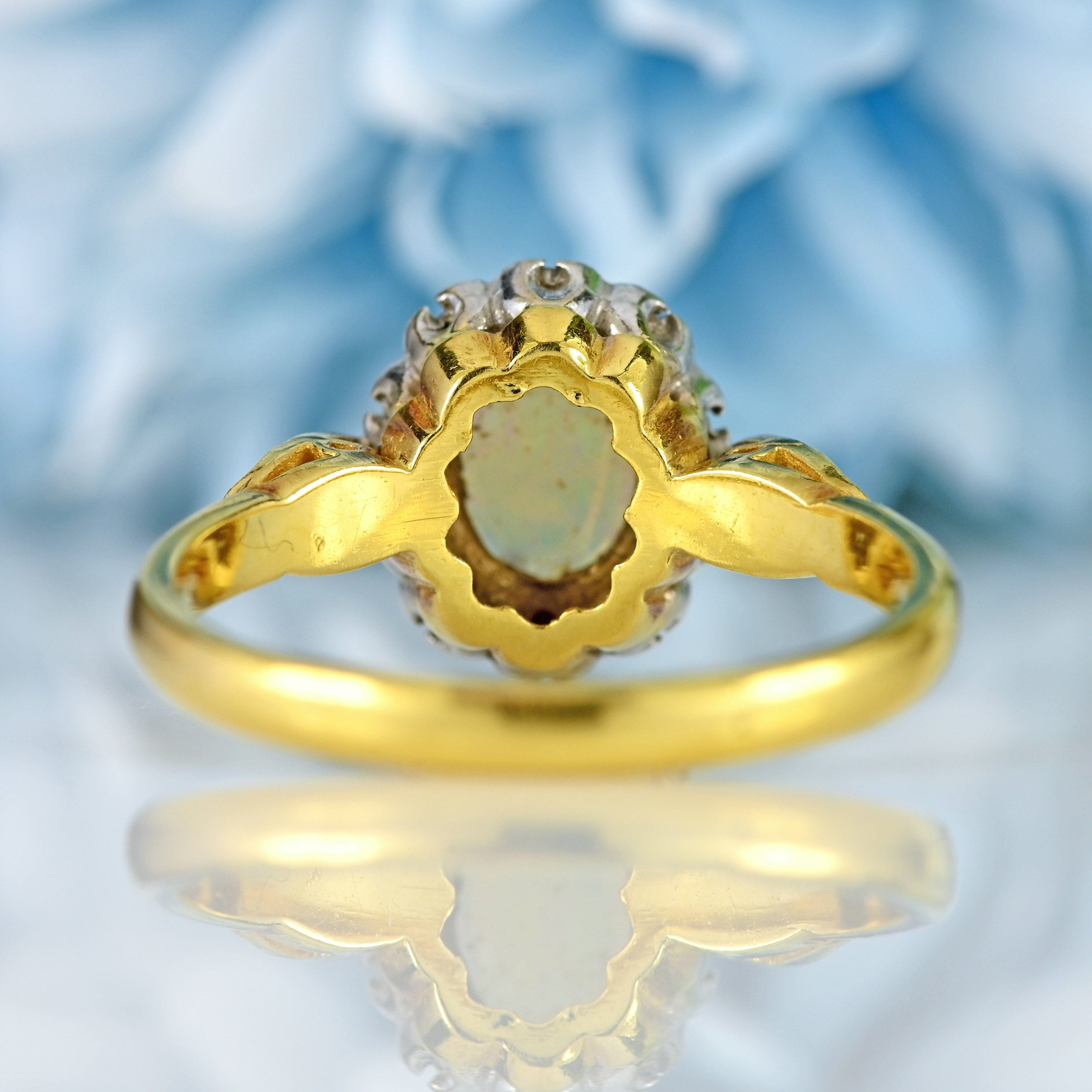 Ellibelle Jewellery Vintage 1977 Opal & Diamond 18ct Gold Cluster Ring